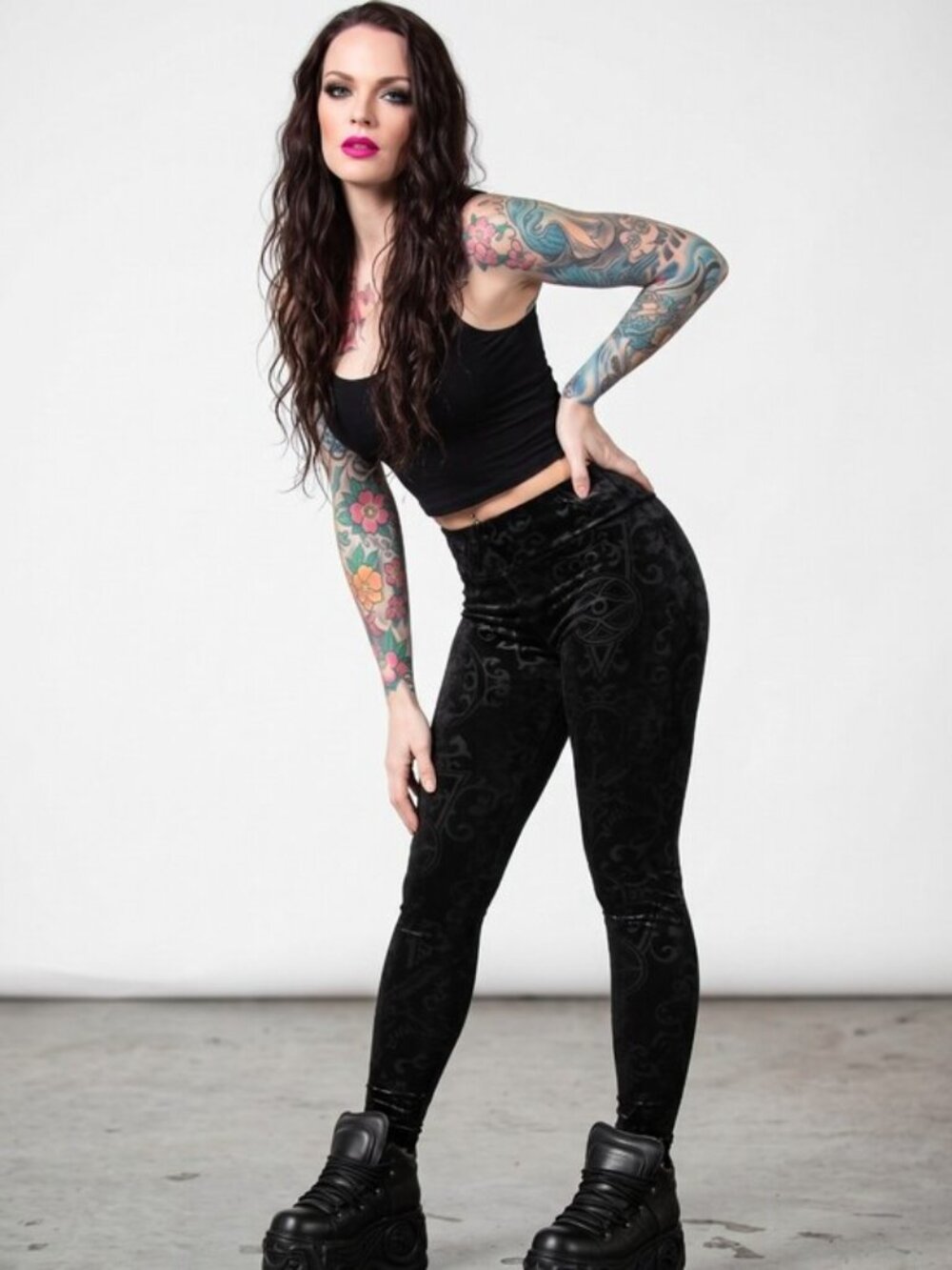 Killstar To Ashes Velvet Burnout Leggings Black Gothic Damask Velour Pants NWT